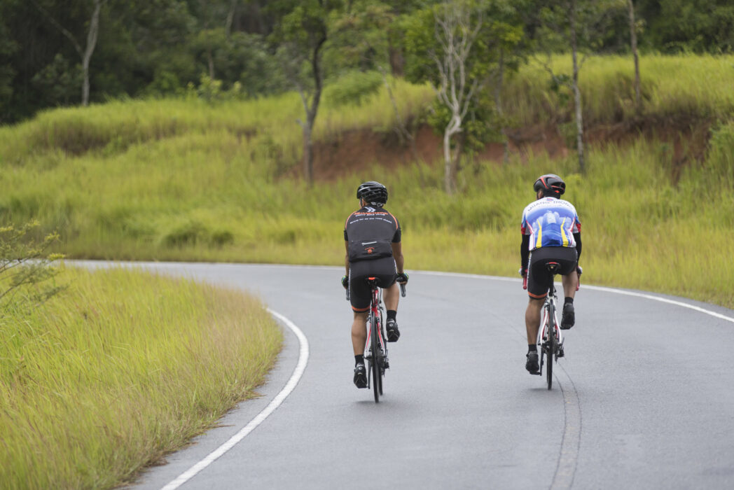 cyclists on the road in nakorn ratchasima thailand