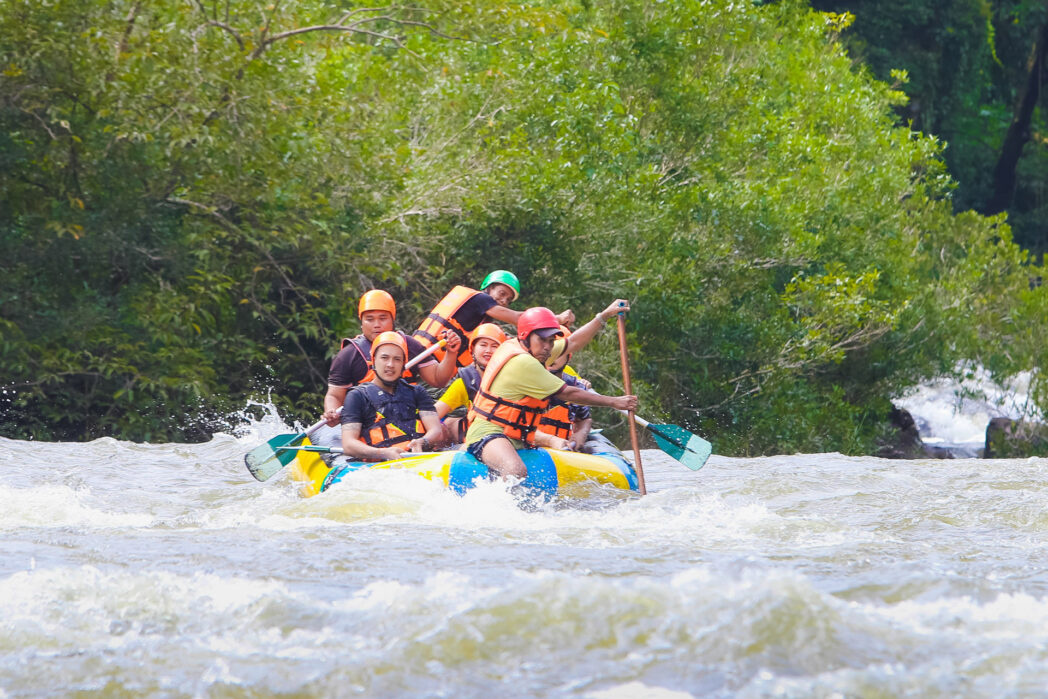 a group river rafting in prachinburi thailand