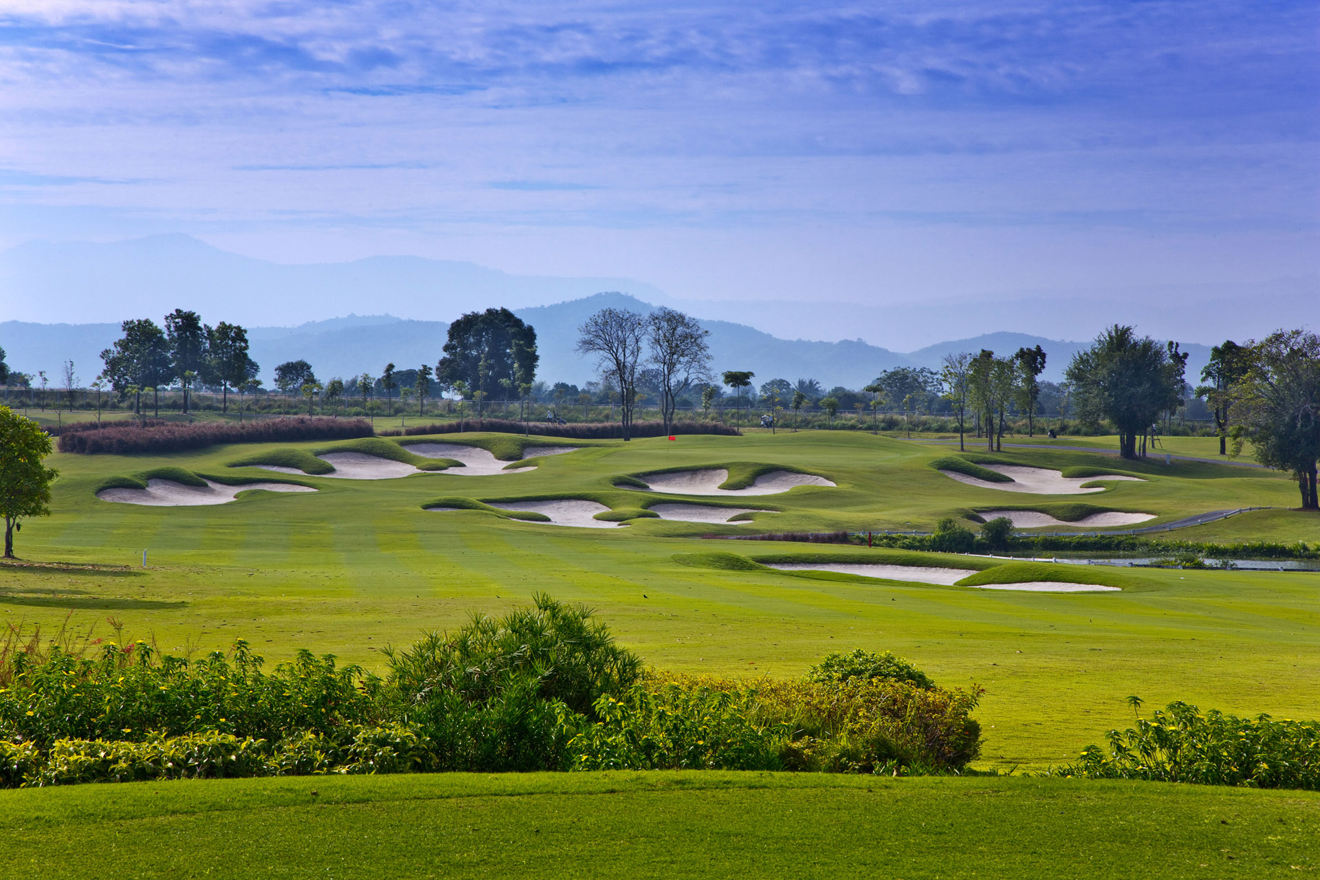 landscape view of fairways at rancho charvee golf course khao yai thailand